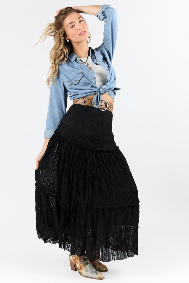 Gussied Up Yoke Detail Chambray Button Down Shirt
