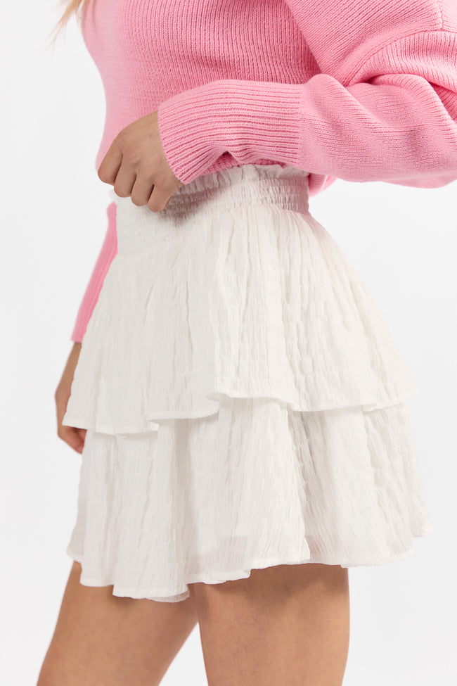 Breezy Ivory Textured Tiered Skort FINAL SALE