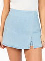 My Favorite Medium Wash Acid Wash Side Slit Denim Skort