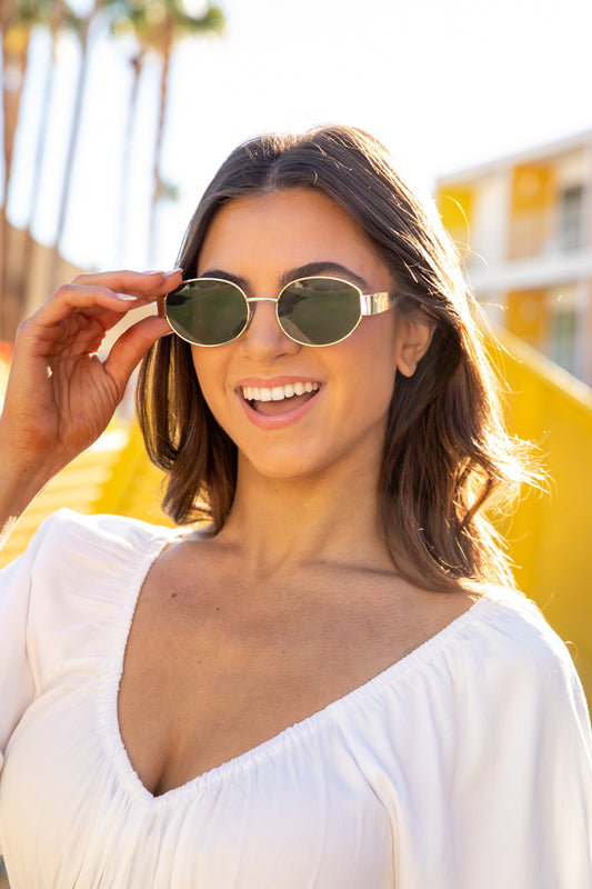 Gold Oval Wire Framed Sunglasses FINAL SALE