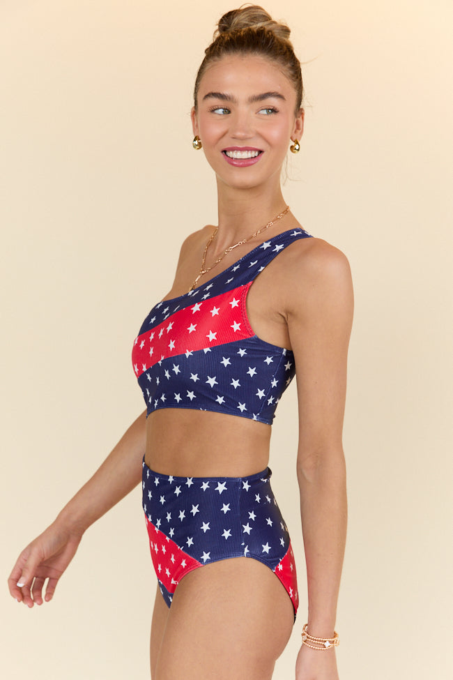 American Summer Multi Cutout Detail Colorblock Star One Piece Swimsuit SALE