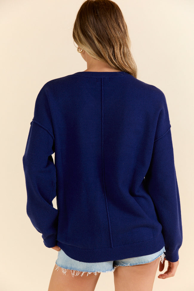 Home Of The Free Navy V-Neck Textured Flag Sweater SALE
