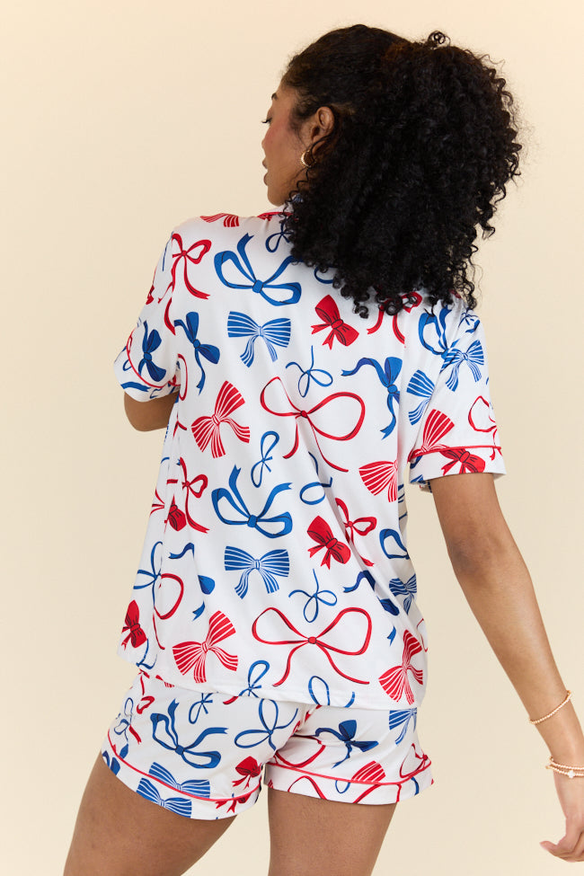 Dawn's Early Light Red, White, And Blue Bows Pajama Set SALE