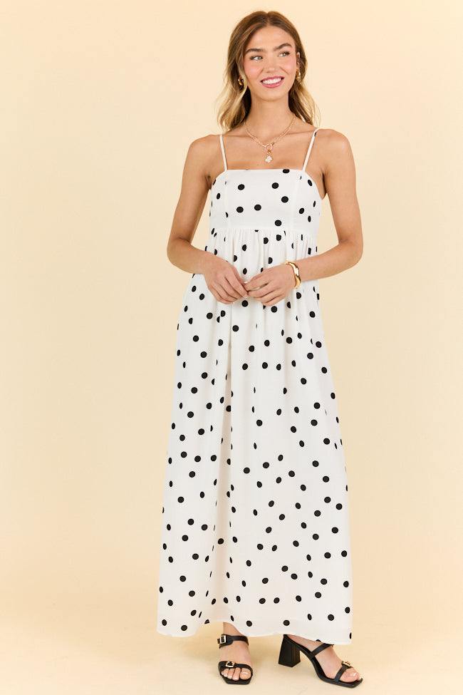 Places To Be White Polka Dot Maxi Dress