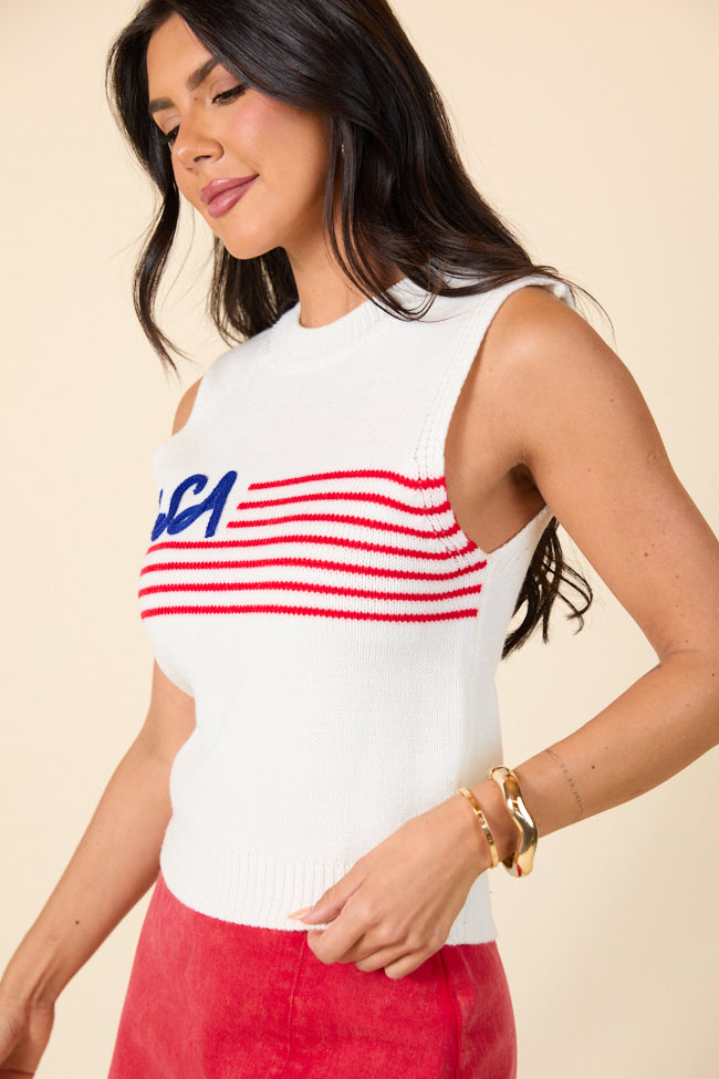Feels Like Freedom Ivory USA Sweater Tank SALE