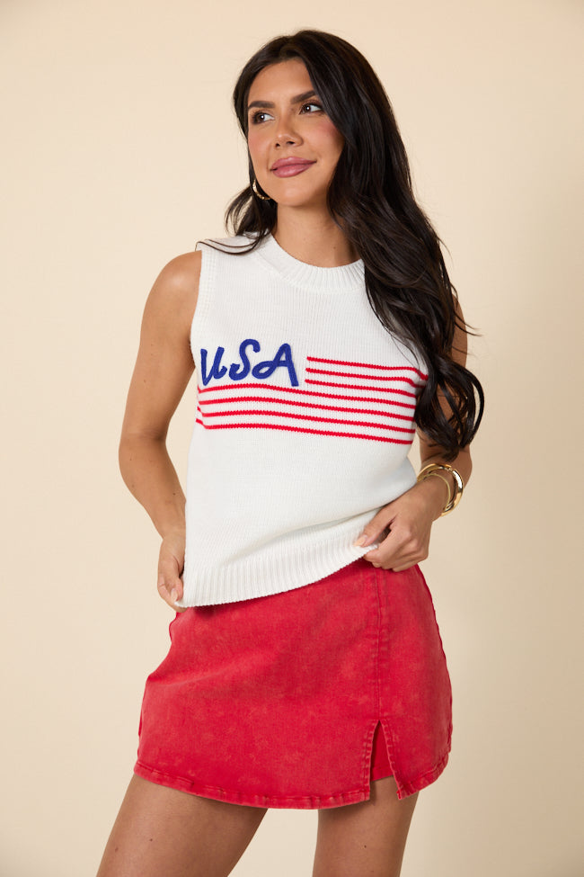 Feels Like Freedom Ivory USA Sweater Tank SALE
