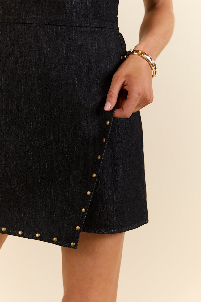 Pretty Heart Black Denim Strapless Romper