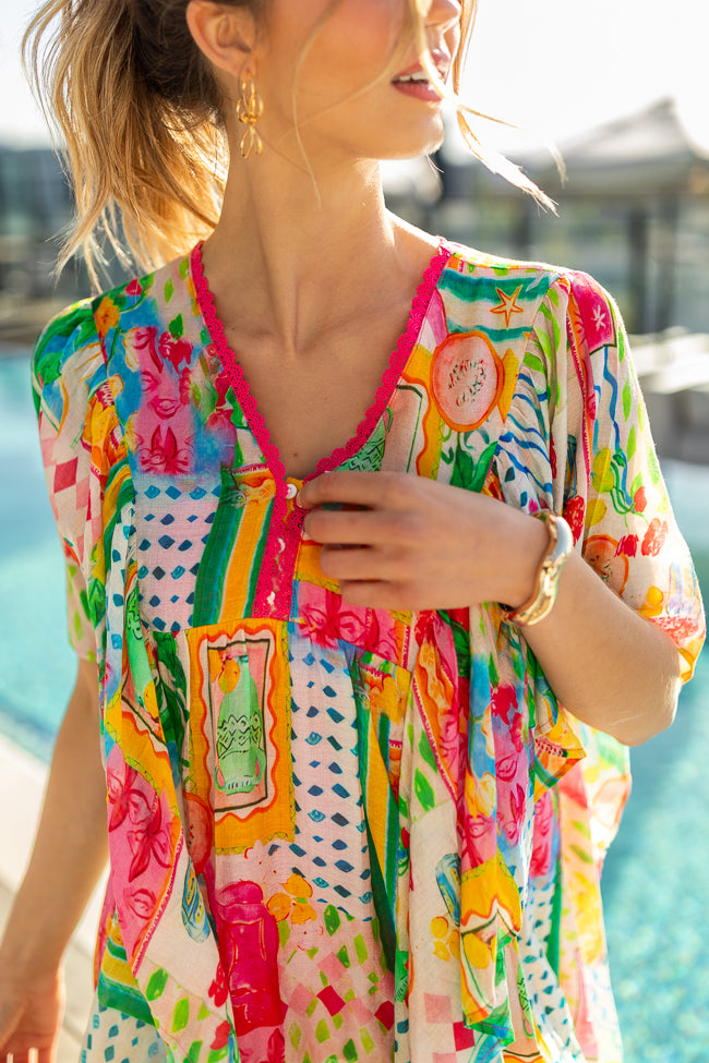 Seaside Escape Multi Print Coverup
