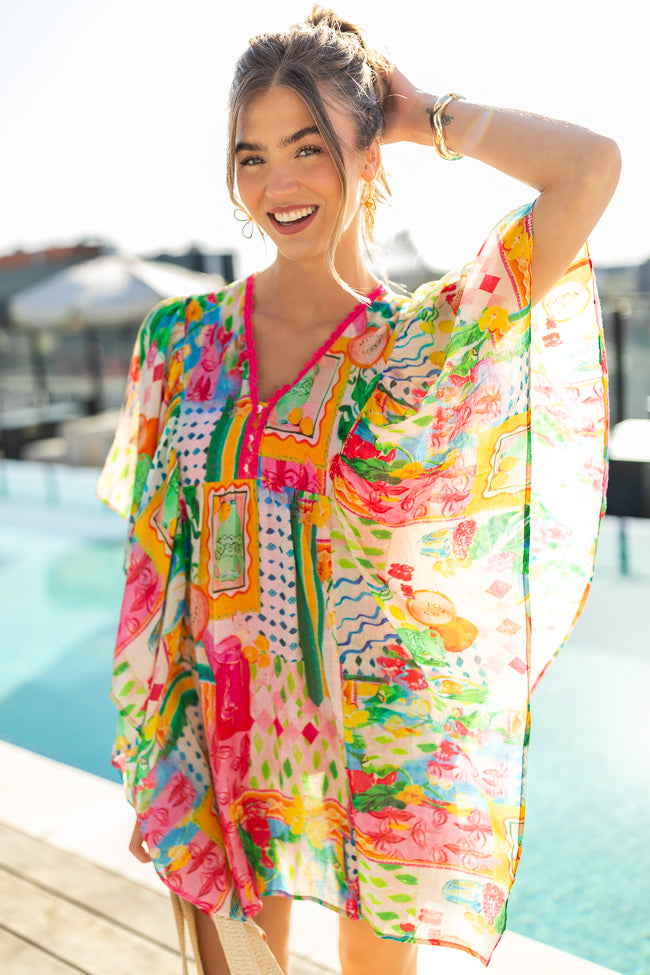 Seaside Escape Multi Print Coverup