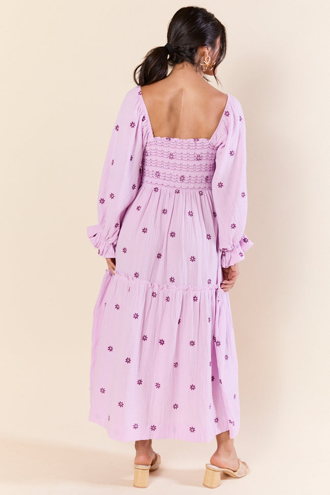 Dress To Impress Purple Smocked Flower Maxi Dress