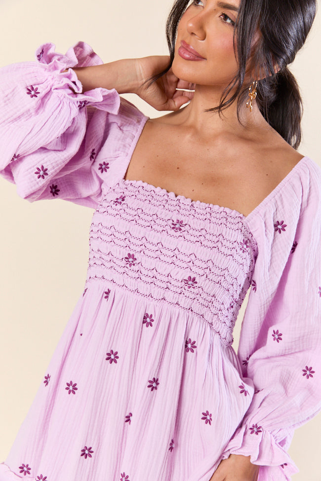 Dress To Impress Purple Smocked Flower Maxi Dress