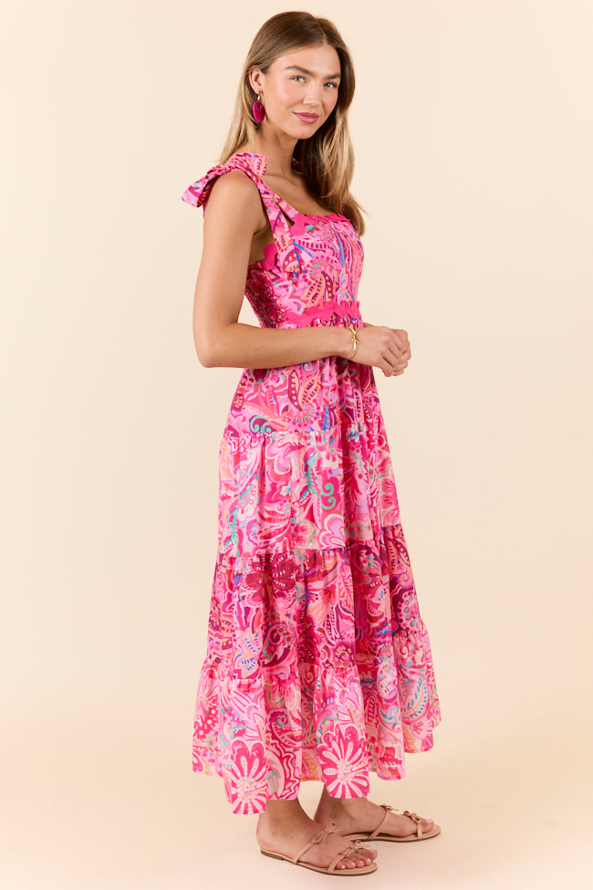 Fun In The Sun Pink Rick Rack Maxi Dress