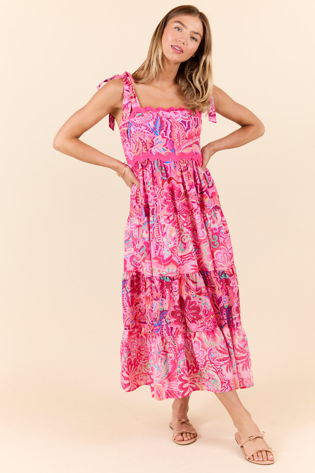Fun In The Sun Pink Rick Rack Maxi Dress