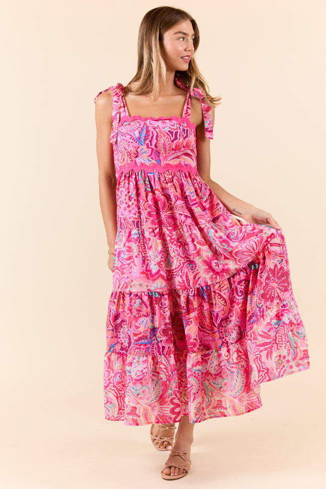 Fun In The Sun Pink Rick Rack Maxi Dress