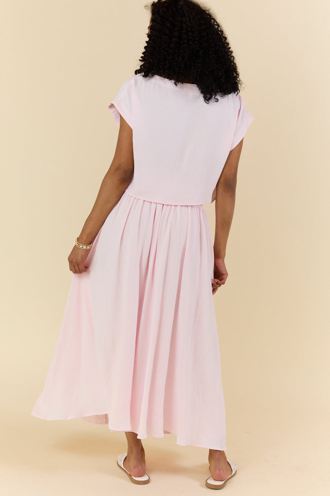 Just Makes Sense Flowy Light Pink T-shirt and Skirt Set