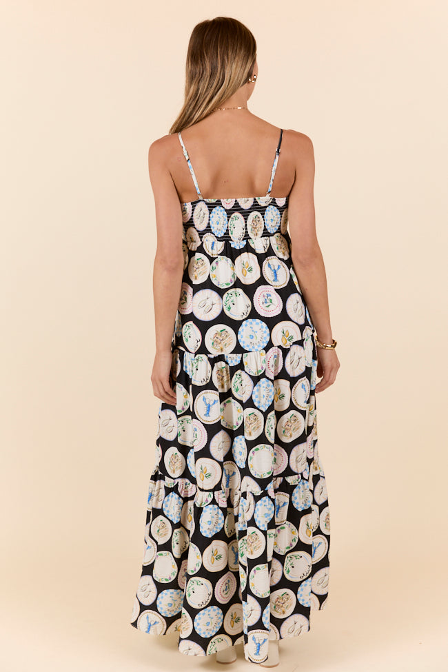 Dish It Out Fish Plate Print Maxi Dress