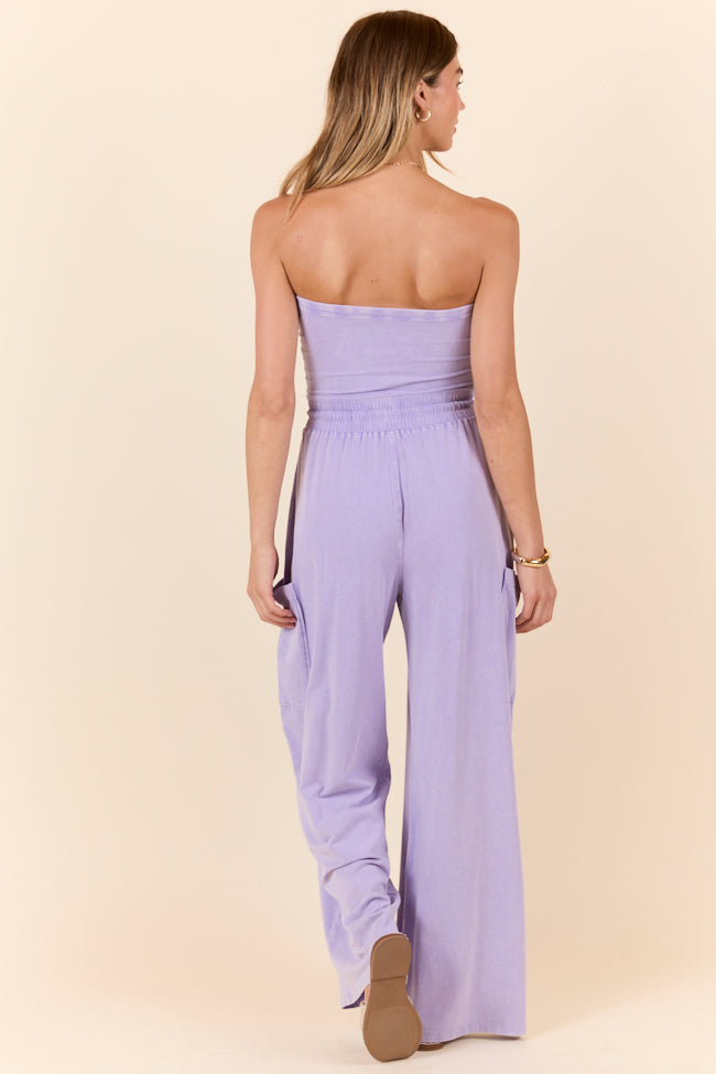 Kind Energy Purple Strapless Knit Jumpsuit