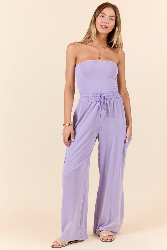Kind Energy Purple Strapless Knit Jumpsuit