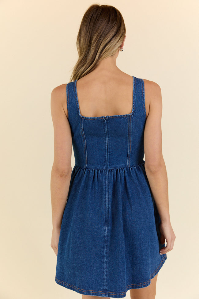 Good Energy Denim Corset Mini Dress