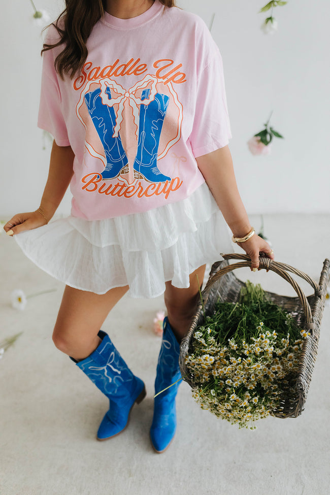 Saddle Up Buttercup Light Pink Graphic Tee Krista Horton X Pink Lily