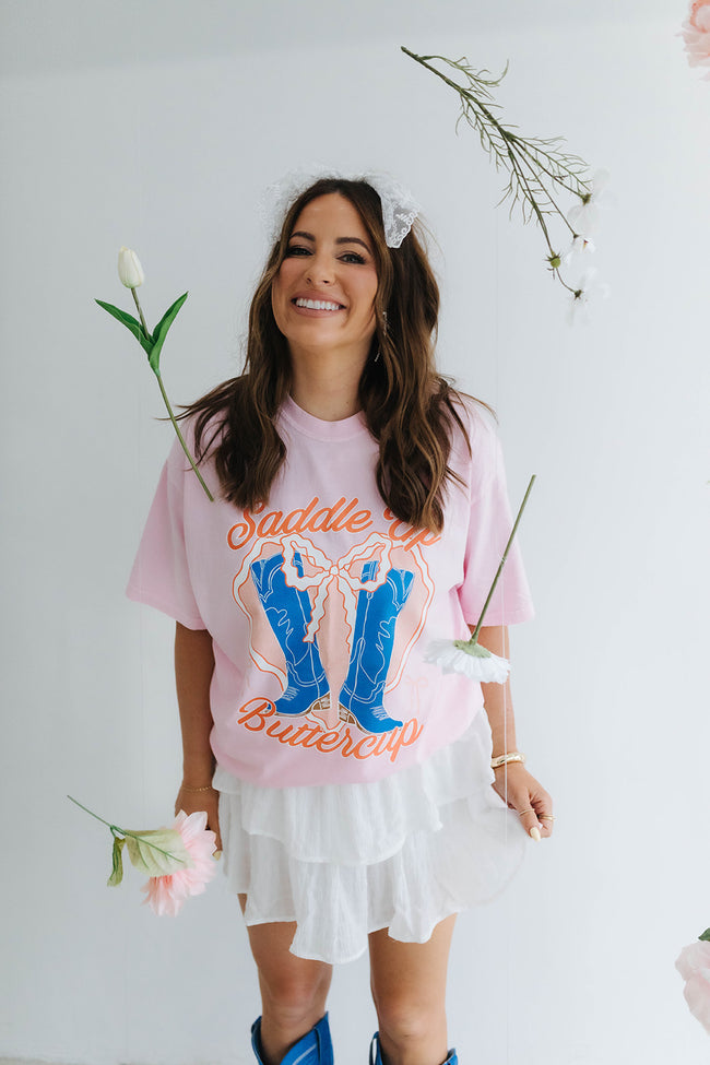 Saddle Up Buttercup Light Pink Graphic Tee Krista Horton X Pink Lily