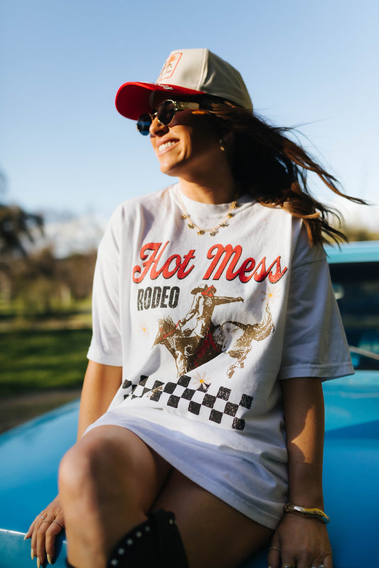 Hot Mess Rodeo White Graphic Tee Krista Horton X Pink Lily