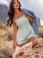 Make The Time Mint Gauze Smocked Romper