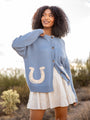 Golden Stirrups Horseshoe Cardigan