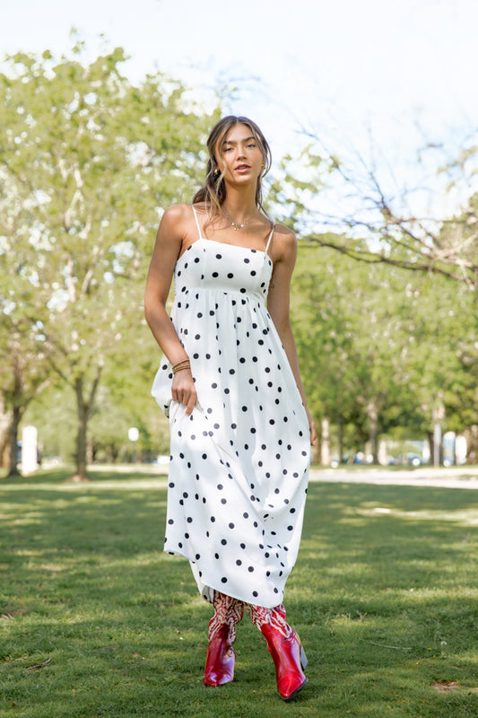 Places To Be White Polka Dot Maxi Dress