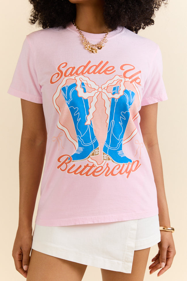Saddle Up Buttercup Light Pink Graphic Tee Krista Horton X Pink Lily