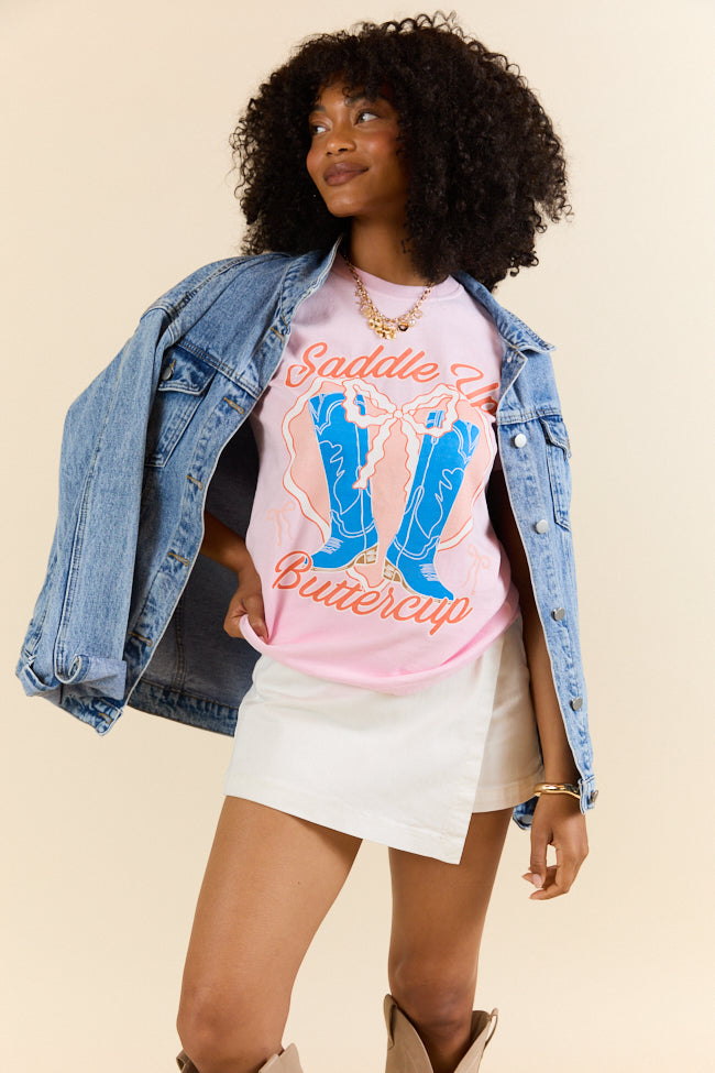 Saddle Up Buttercup Light Pink Graphic Tee Krista Horton X Pink Lily