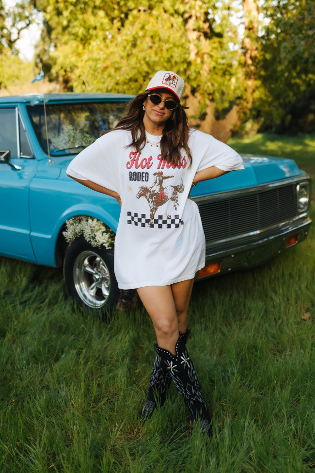 Hot Mess Rodeo White Graphic Tee Krista Horton X Pink Lily