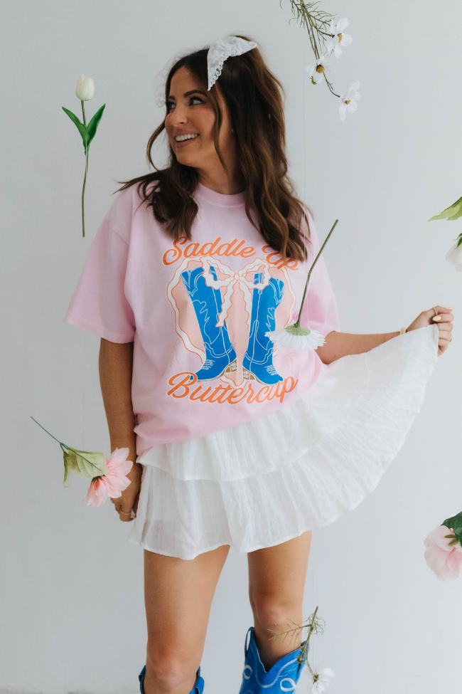 Saddle Up Buttercup Light Pink Graphic Tee Krista Horton X Pink Lily