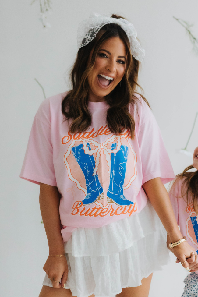 Saddle Up Buttercup Light Pink Graphic Tee Krista Horton X Pink Lily