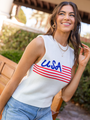 Feels Like Freedom Ivory USA Sweater Tank SALE