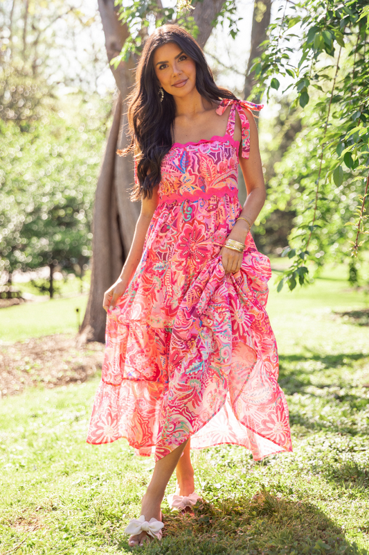 Fun In The Sun Pink Rick Rack Maxi Dress
