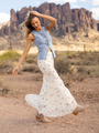 Floral Echo Ivory and Pink Knit Maxi Skirt