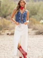 Soundwaves White Denim Midi Skirt